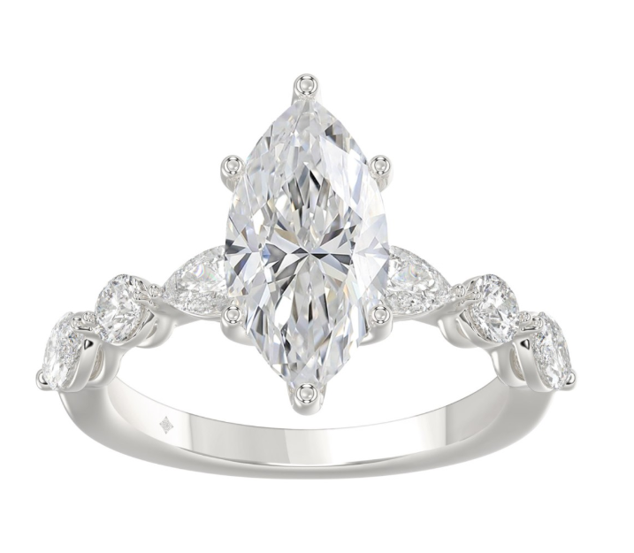 14K White Gold 4CT.TW Bridal Ring  3.00CT Marquise LAB GROWN DIAMOND