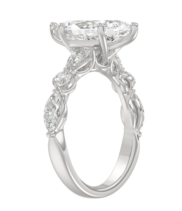 14K White Gold 4CT.TW Bridal Ring  3.00CT Marquise LAB GROWN DIAMOND