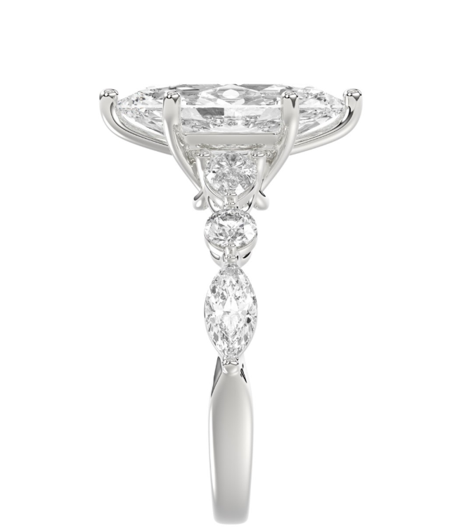 14K White Gold 4CT.TW Bridal Ring  3.00CT Marquise LAB GROWN DIAMOND