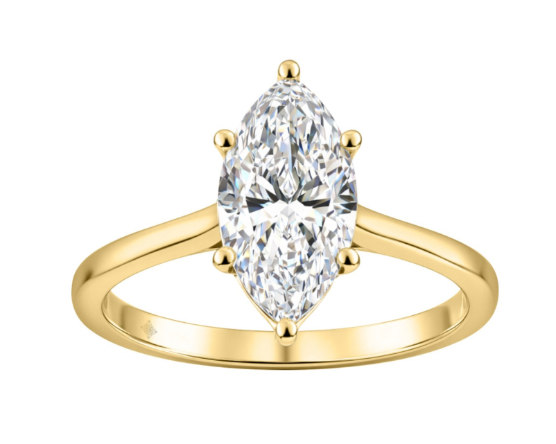 2CT Certified Marquise Lab-Grown Diamond  Solitaire Engagement Ring 14K Yellow Gold ( Color F-G, Clarity Vs1/Vs2 )
