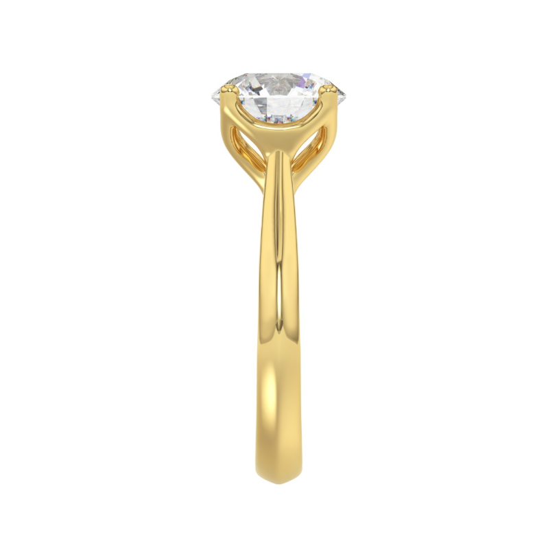 3CT Certified Round Lab-Grown Diamond  Solitaire Engagement Ring 14K Yellow Gold ( Color F-G, Clarity Vs1/Vs2 )