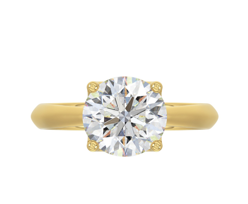 3CT Certified Round Lab-Grown Diamond  Solitaire Engagement Ring 14K Yellow Gold ( Color F-G, Clarity Vs1/Vs2 )