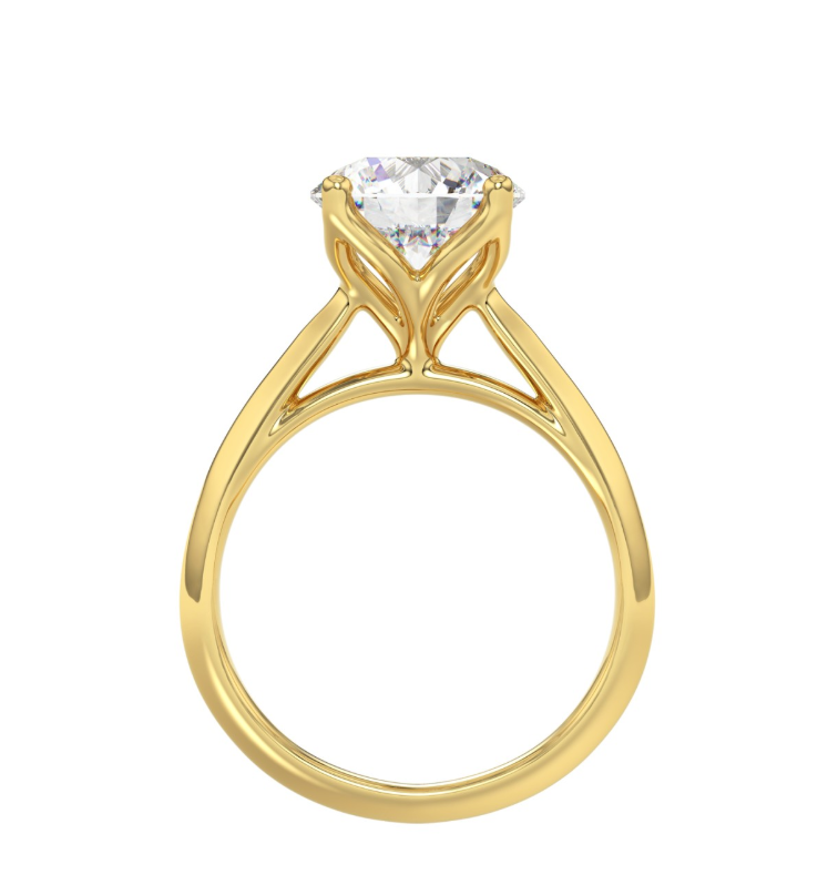 3CT Certified Round Lab-Grown Diamond  Solitaire Engagement Ring 14K Yellow Gold ( Color F-G, Clarity Vs1/Vs2 )