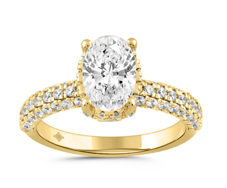2 3/4CT.TW LAB GROWN DIAMOND 14K YELLOW GOLD CENTER STONE 2CT OVAL LAB GROWNDIAMOND