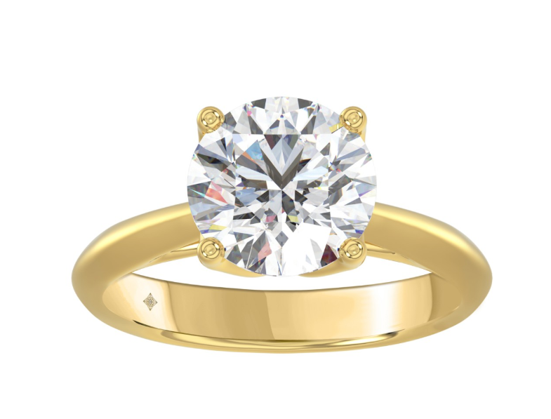 3CT Certified Round Lab-Grown Diamond  Solitaire Engagement Ring 14K Yellow Gold ( Color F-G, Clarity Vs1/Vs2 )